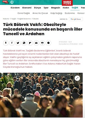 Türk Böbrek Vakfı: Obeziteyle mücadele konusunda en başarılı iller Tunceli ve Ardahan