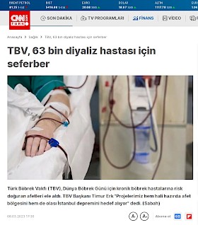 TBV, 63 bin diyaliz hastası için seferber