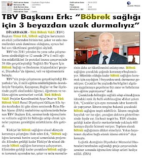 TBV Başkanı Timur Erk: Böbrek Sağlığı İçin 3 Beyazdan Uzak Durun