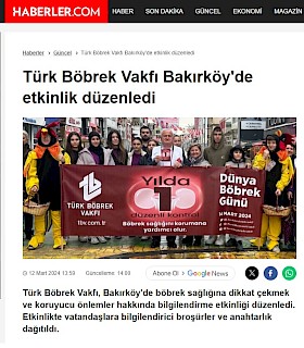 Türk Böbrek Vakfı Bakırköy'de etkinlik düzenledi