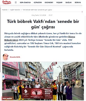 Türk böbrek Vakfı’ndan ‘senede bir gün' çağrısı